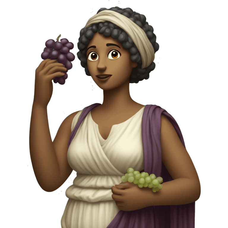 Sappho holds a bunch of grapes in her hand emoji