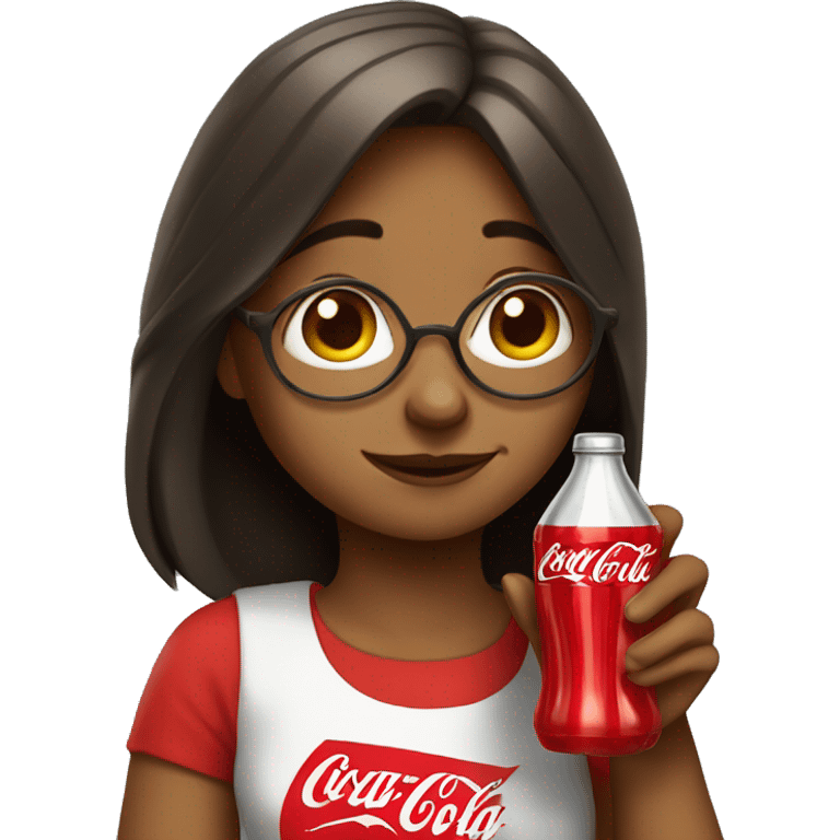 tired girl with laptop drinking coca-cola emoji