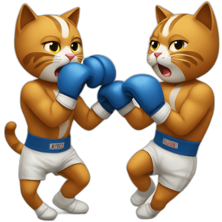 2 boxing cats fighting in a boxing ring emoji