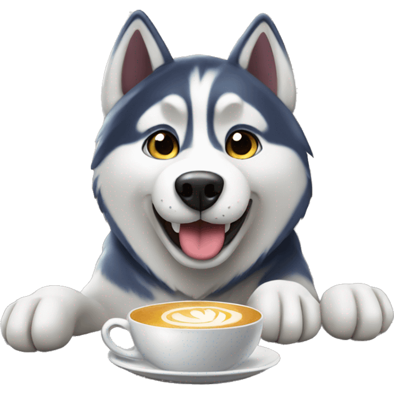 Husky at cafe emoji