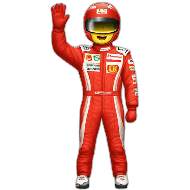 Michael Schumacher red racing suit waving emoji