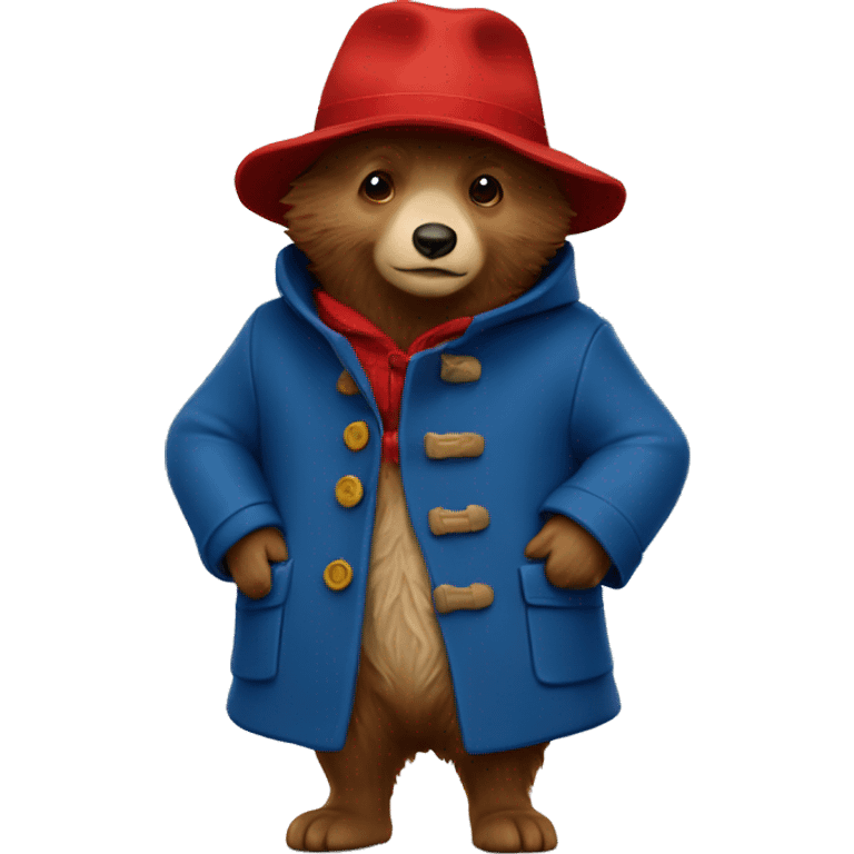 Paddington bear blue coat red hat emoji