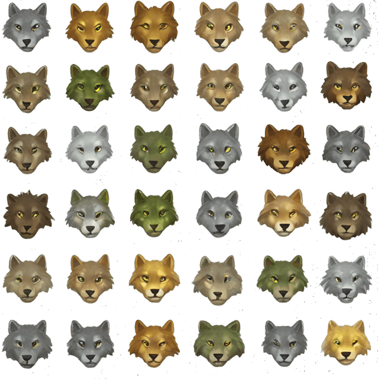 Musty green olive gray brown camo wolf lion dragon face sparkling glittering wolf emoji