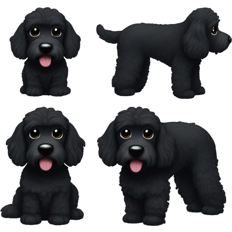 A black bernadoodle dog, black face emoji