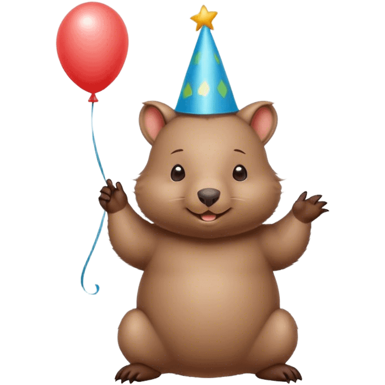 cute wombat with a balloon hat emoji