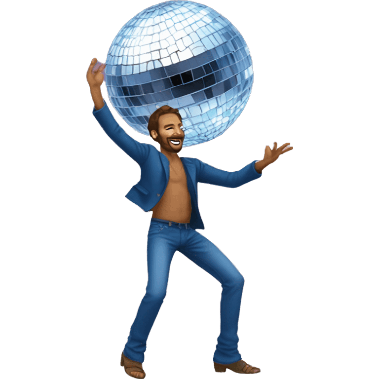 disco ball European man dancing emoji