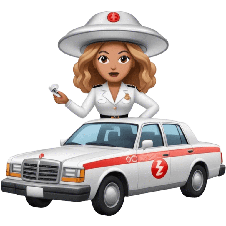 Beyoncé riding a smoke alarm as a car emoji