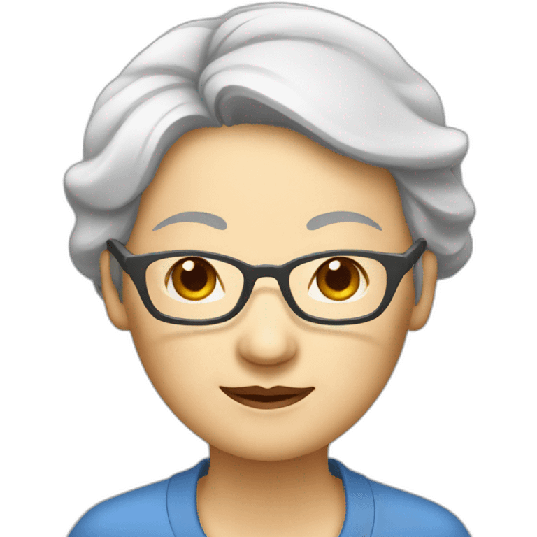 Chinese senior woman th sleepy eyes wear glasses emoji