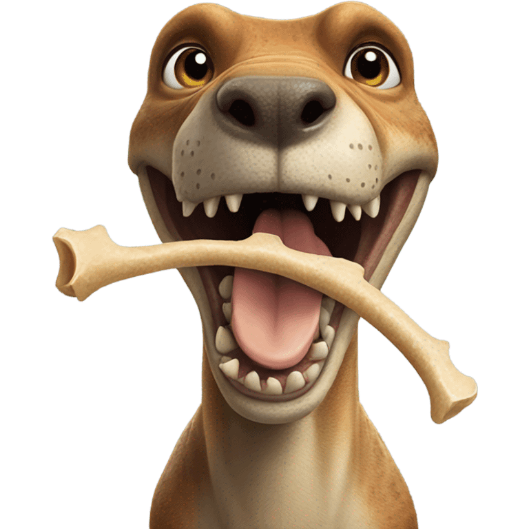 Dinosaur with a dog bone in his mouth emoji