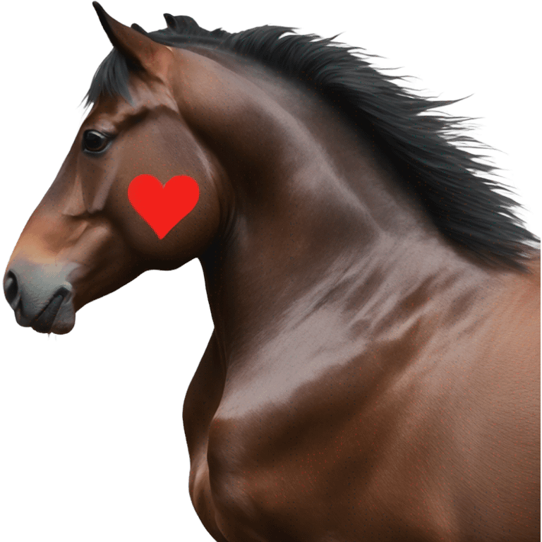 Horse shadow centered within a red heart emoji