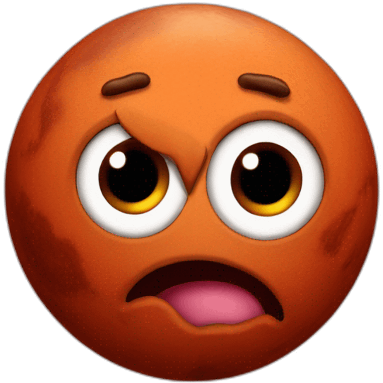 planet Mars with a cartoon face with rolling eyes emoji