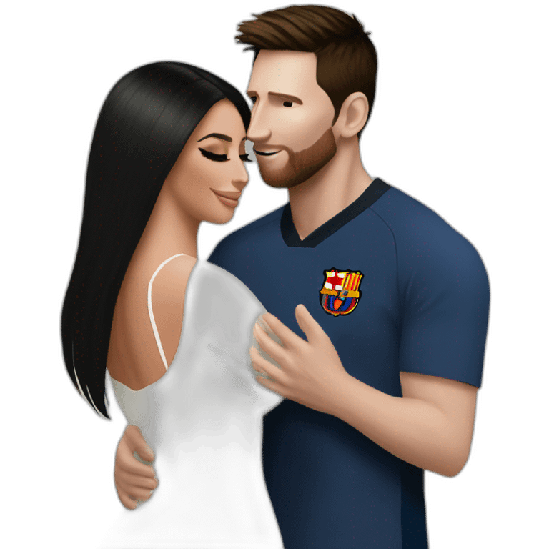 Messi giving a hug to Kim kardashian emoji