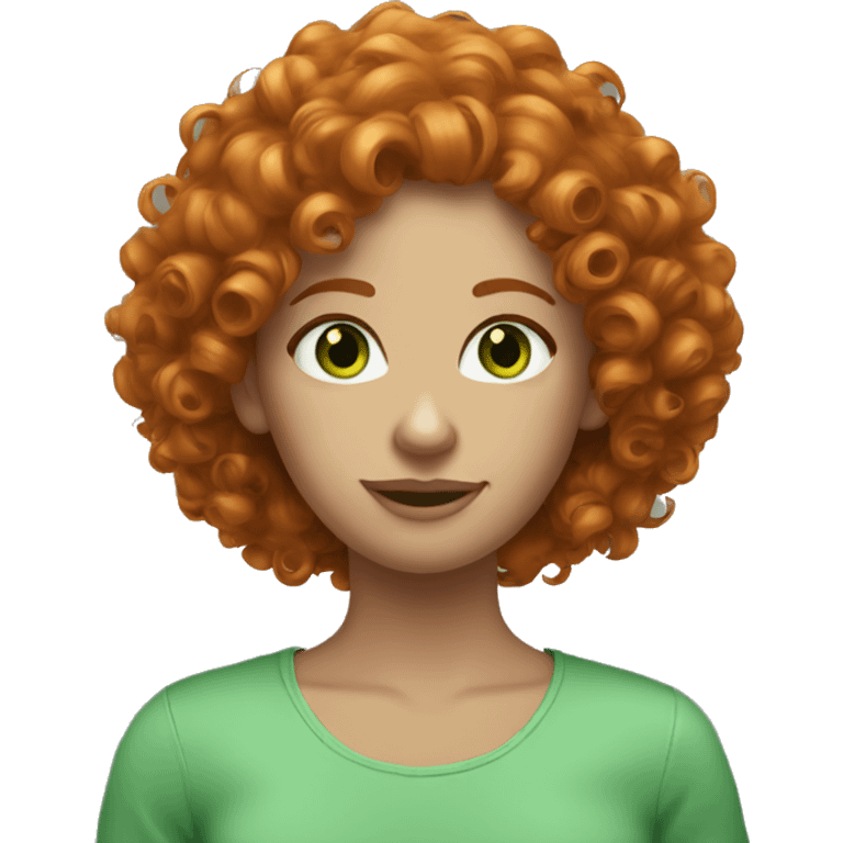 Curly hair ginger women with green eyes  emoji