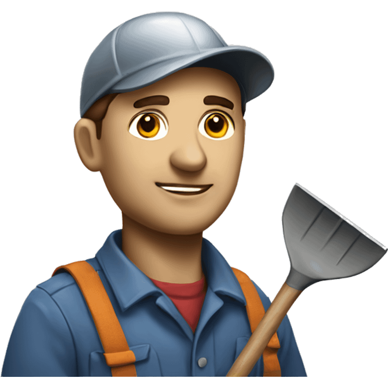 realistic Soviet worker with a shovel emoji