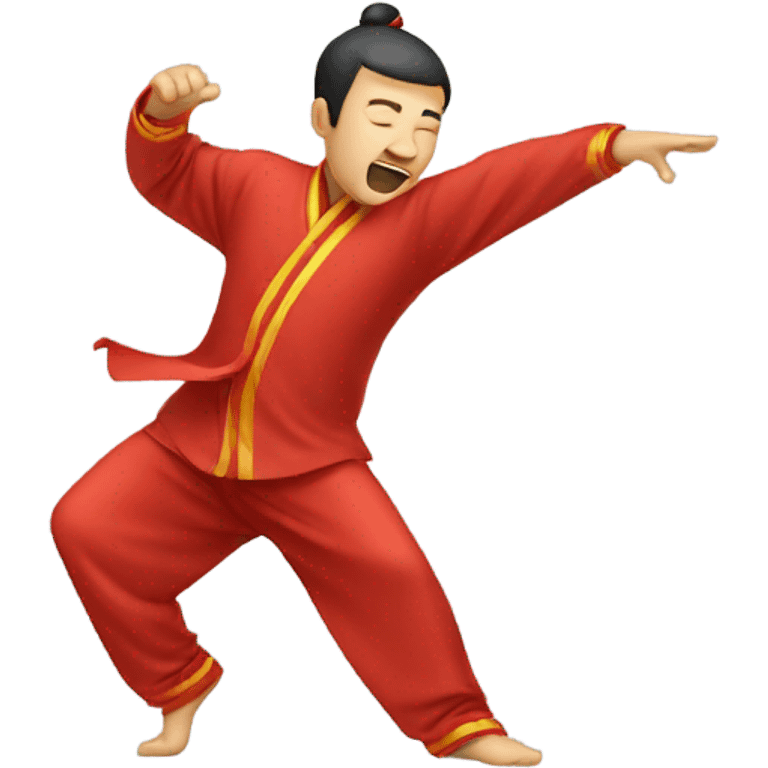 Chinese man doing a dab emoji