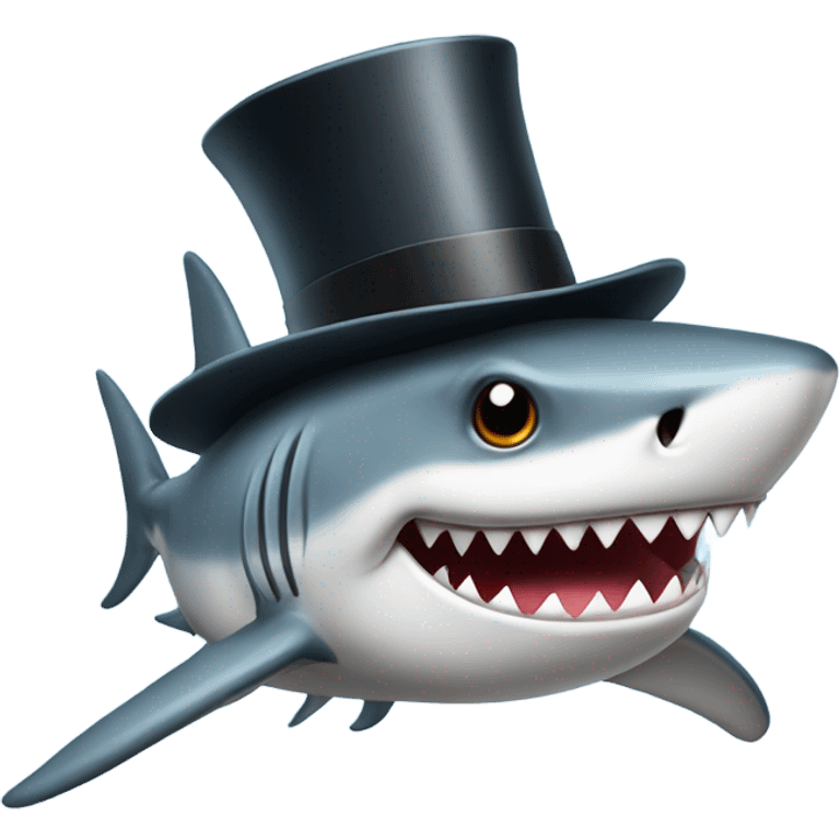 Shark with a top hat emoji