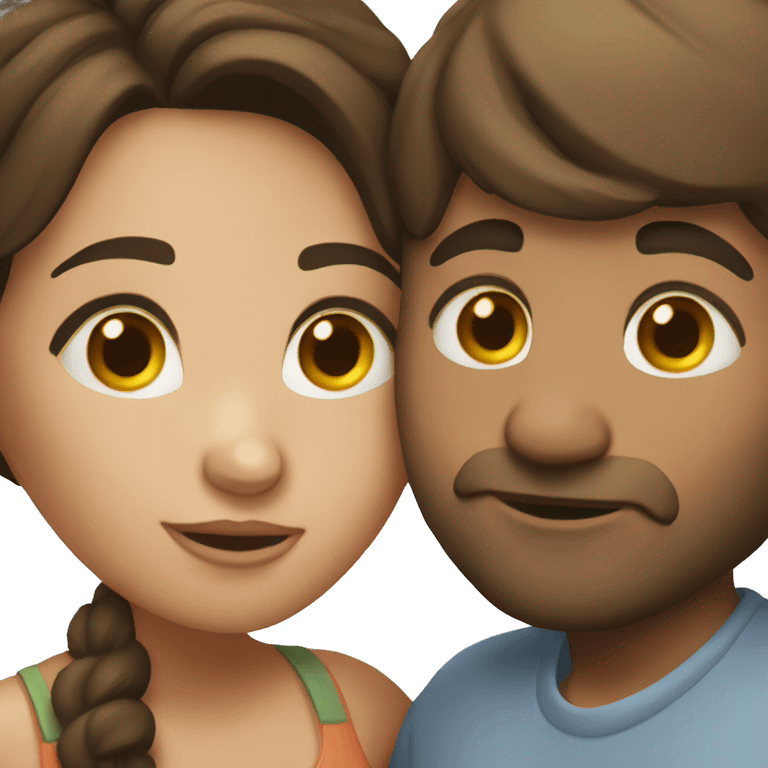 brunette couple kissing emoji