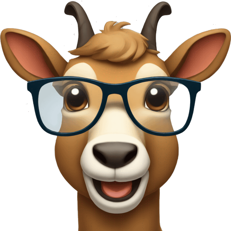 happy smart smiling brown chamois with glasses emoji