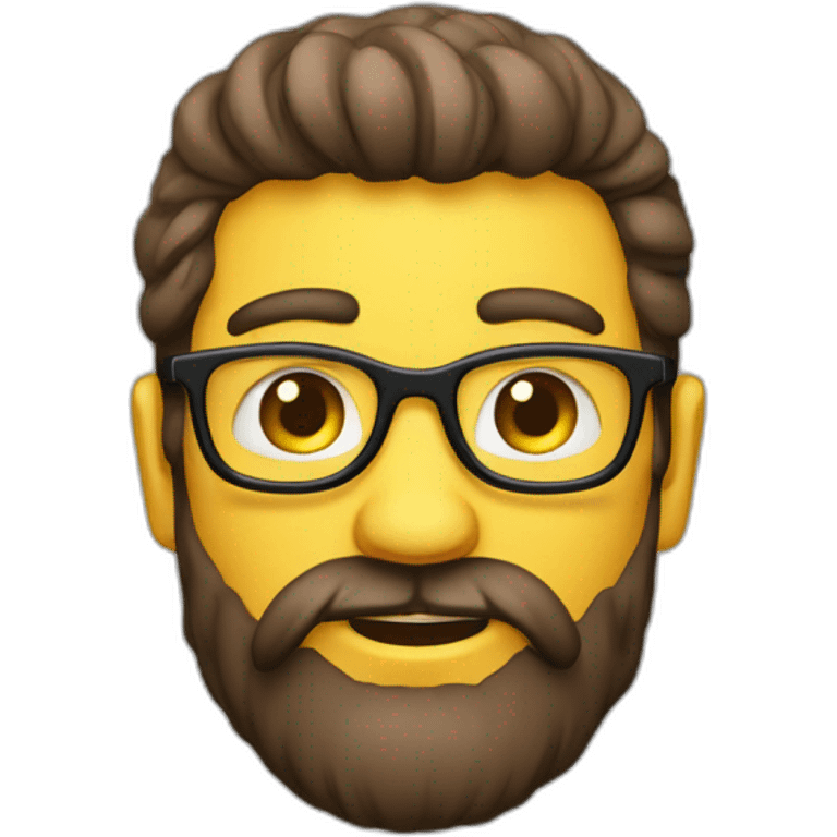 tête d'un homme brun avec la barbe et cheveux crépu, lunette jaune emoji