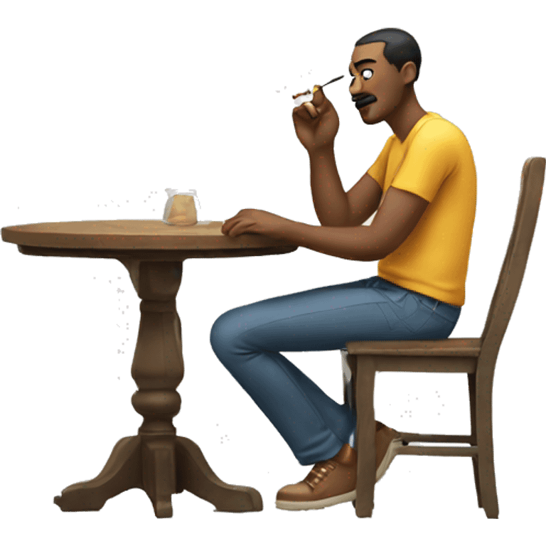 Man smoking while sitting with his foot on the table emoji