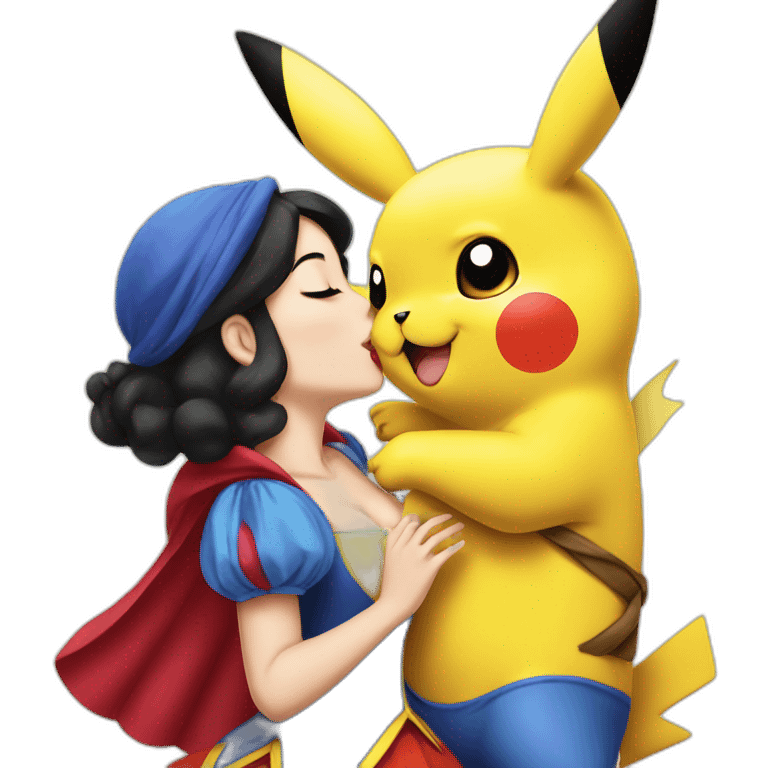 Pikachu kissing snow white emoji