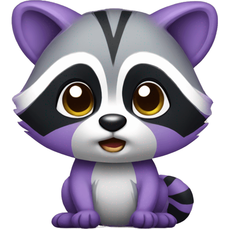 Cute violet raccoon Hi emoji