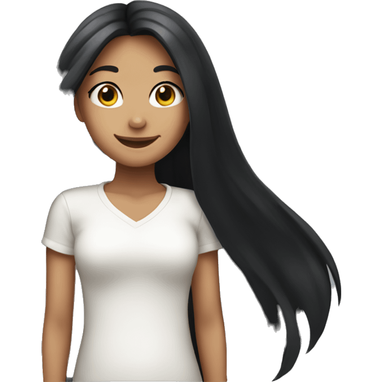 smiling girl with long black hair emoji