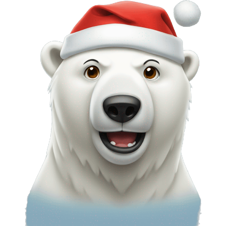 Polar bear wearing santa hat emoji