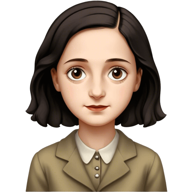 Anne Frank – Cinematic Realistic Portrait of Anne Frank, depicted with a reflective, gentle expression in period clothing, her eyes conveying hope and resilience, rendered with soft, natural lighting and delicate textures that capture the poignancy of her legacy. emoji