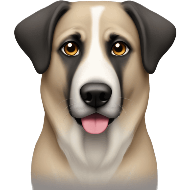 anatolian shepherd tan and black with grey from being old. girl with ears out emoji