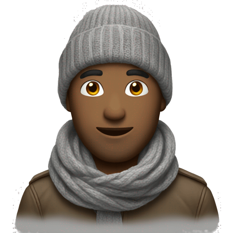 Man wearing a scarf and a beanie emoji