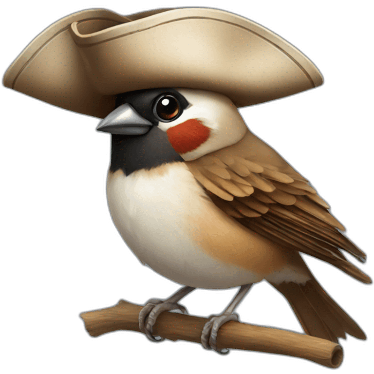 Sparrow, pirate hat emoji