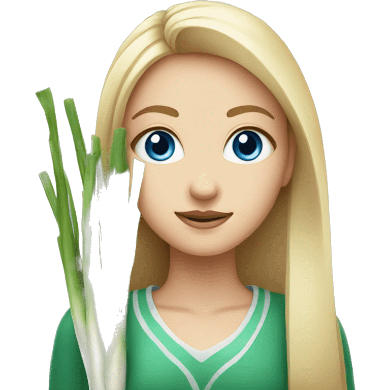 white girl with blue eyes spring onion from both sides emoji