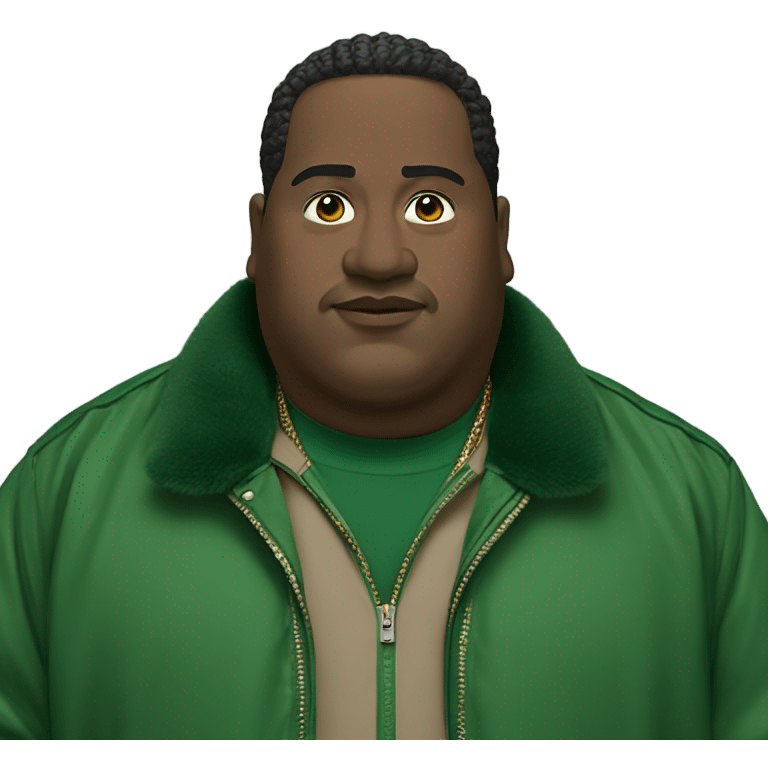 Heavy guy wearing gucci green smoke  emoji