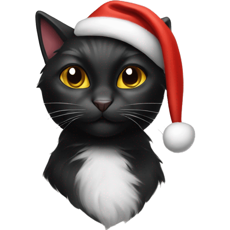 Black cat with christmas hat  emoji