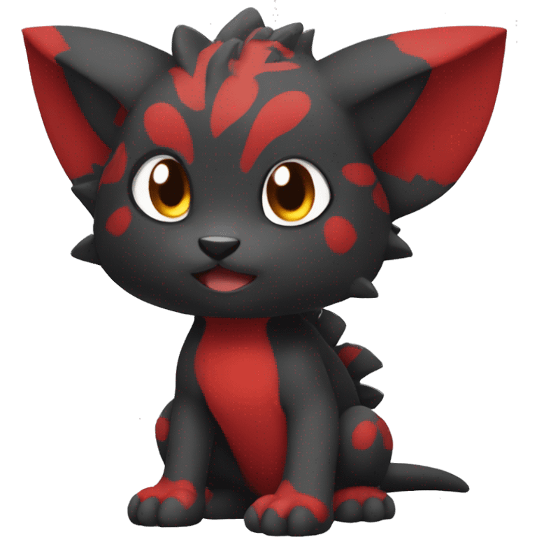 Cute cool black red animal hybrid Fakemon full body emoji