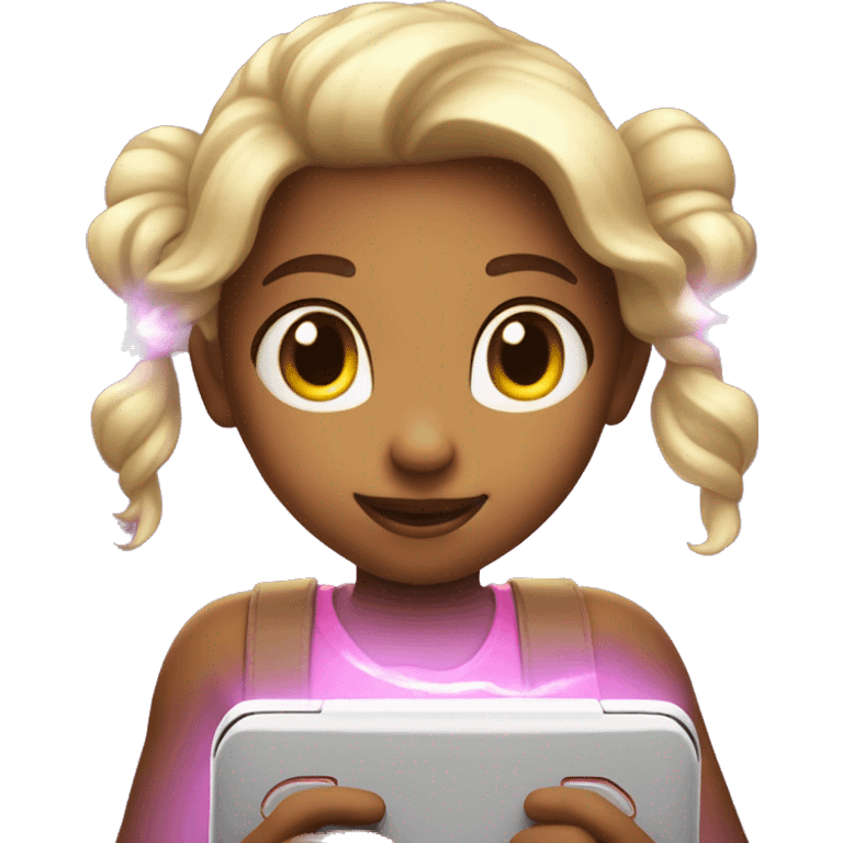 Glowing girl playing nintendo switch emoji