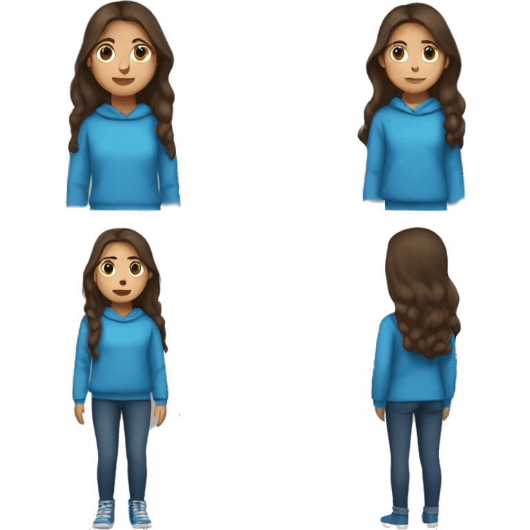 winter, christmas, hispanic, long brown hair, girl, brown eyes, child, full body, blue sweater emoji