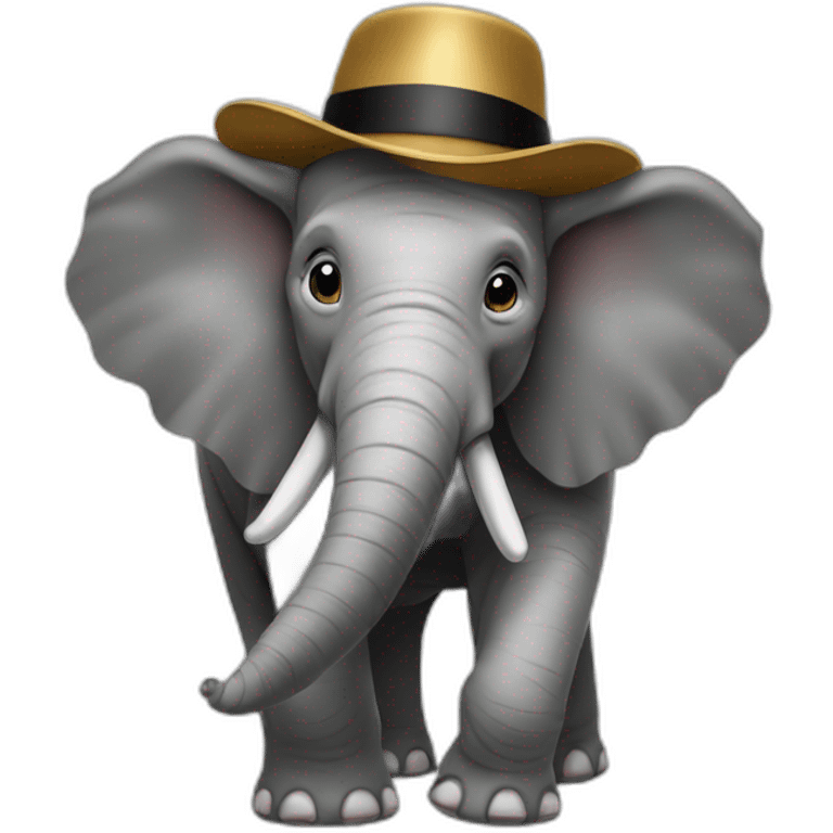 Éléphant with a hat emoji