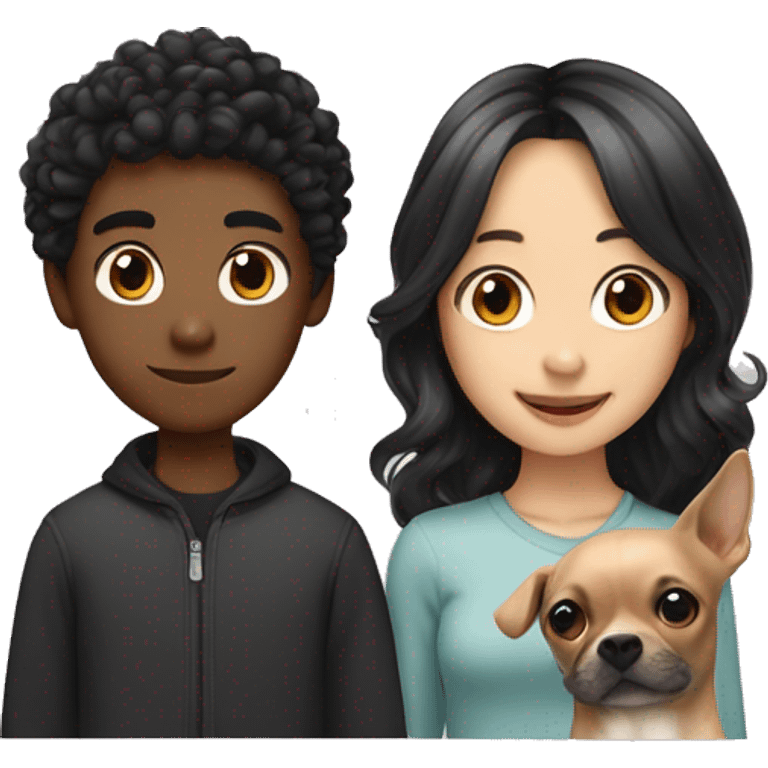 Asian girl, which has straight hair, and black boy, which had curly hair, with a Chihuahua ￼ emoji