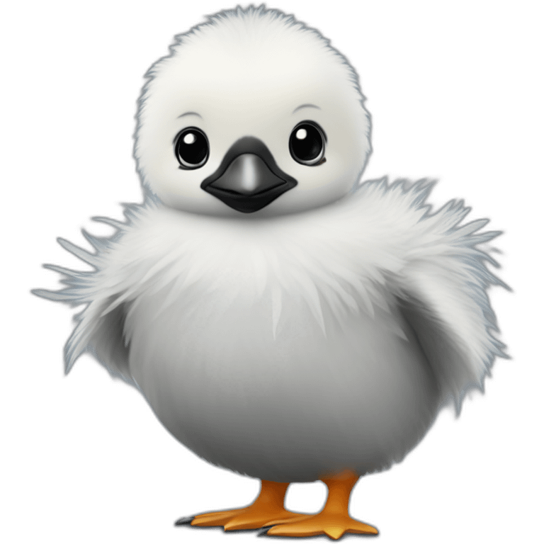 round body baby chick penguin with gray feathers emoji