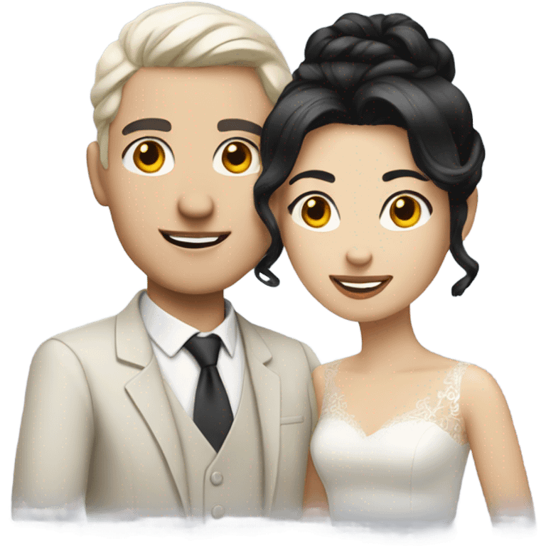 married, a couple with black hair, white skin colour emoji