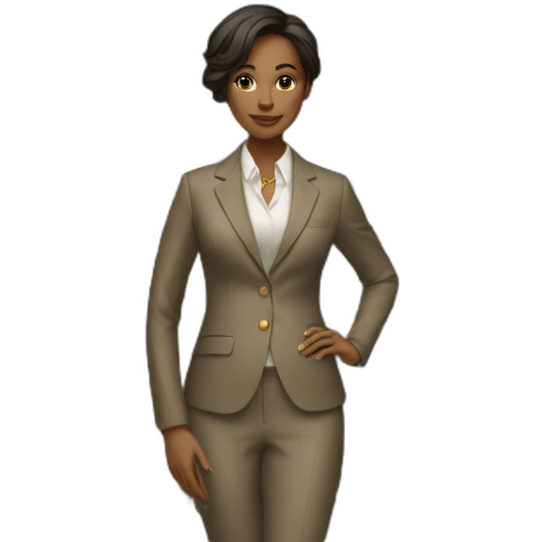 Posh-woman-with-res-suit-holding-golden-coins emoji