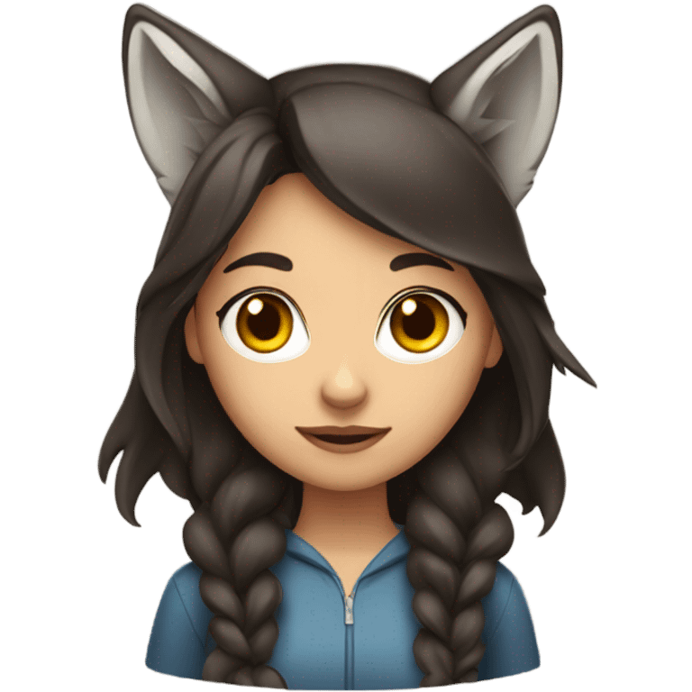 Brunette girl with wolf ears  emoji