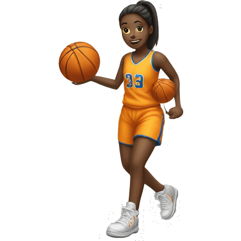 Girl in platform shoes playing basketball emoji