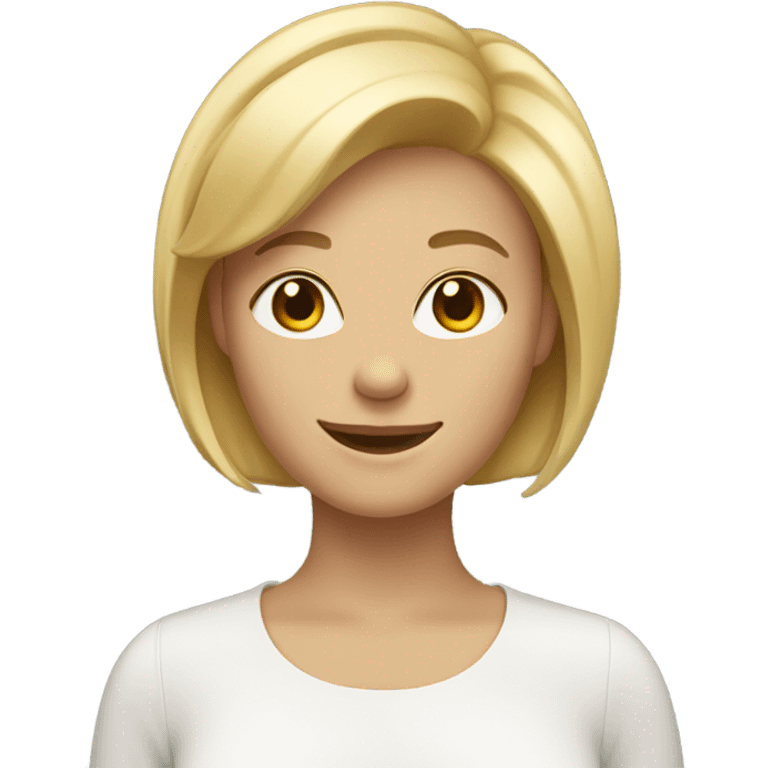 blonde woman short hair with smile emoji