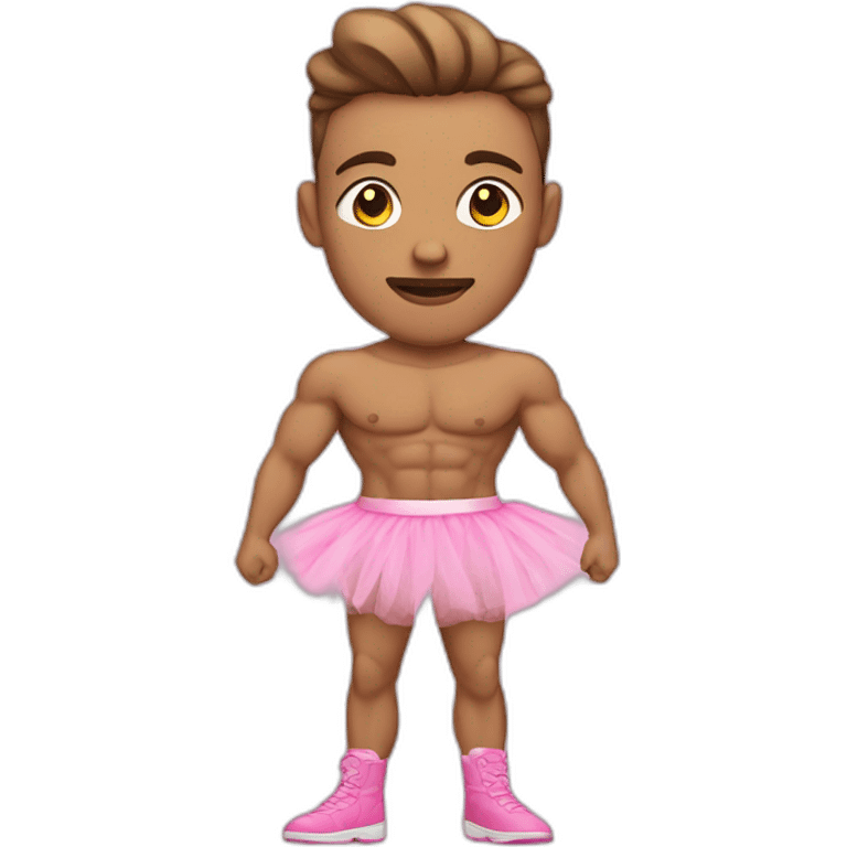 light skinned buff male in pink tutu emoji