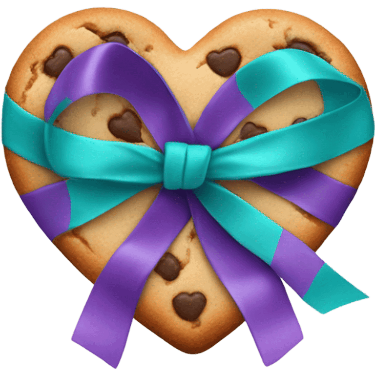 Cookie heart with teal purple awareness ribbon emoji