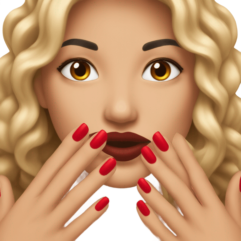 Long red  nails on medium skin ton emoji