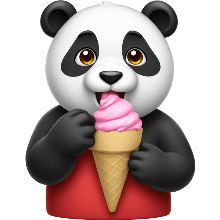 Panda eating ice cream with red shirt emoji